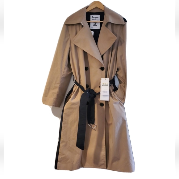 Barbour Jackets & Blazers - NWT$400 Barbour by ALEXACHUNG Maisie Cotton Denim Blue Belt Trench Jacket Coat